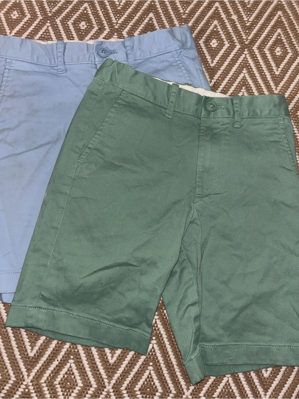 Crewcuts Green and Light Blue Flat-Front Kids Shorts